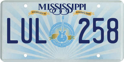 MS license plate LUL258