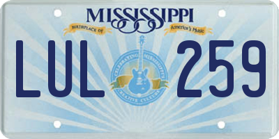 MS license plate LUL259