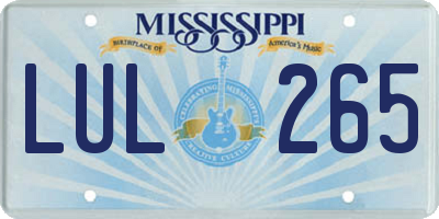 MS license plate LUL265