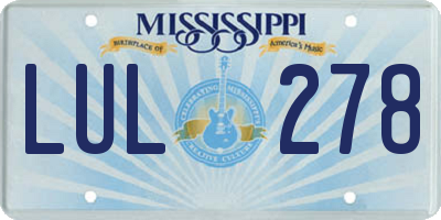 MS license plate LUL278