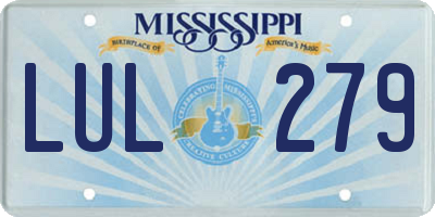 MS license plate LUL279