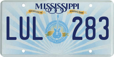 MS license plate LUL283