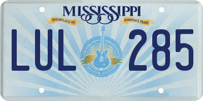 MS license plate LUL285