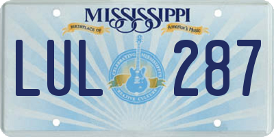 MS license plate LUL287