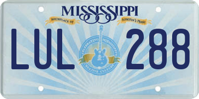 MS license plate LUL288