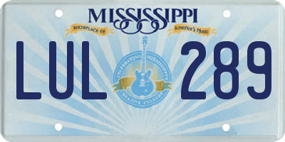 MS license plate LUL289
