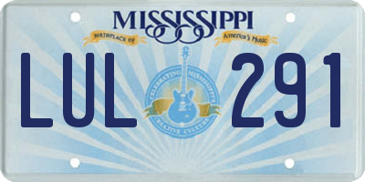 MS license plate LUL291