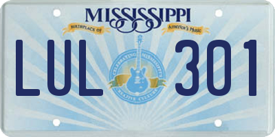 MS license plate LUL301