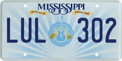 MS license plate LUL302
