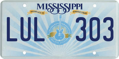 MS license plate LUL303
