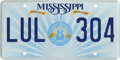 MS license plate LUL304