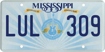 MS license plate LUL309