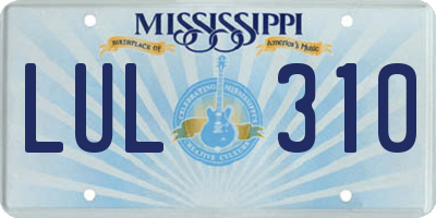 MS license plate LUL310