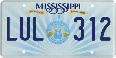 MS license plate LUL312