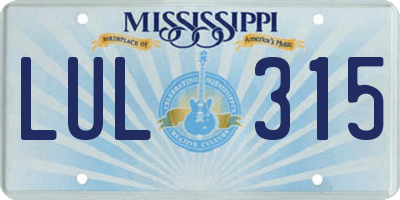 MS license plate LUL315