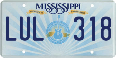 MS license plate LUL318