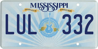 MS license plate LUL332