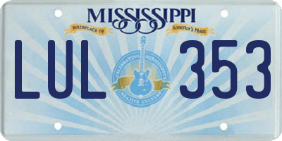 MS license plate LUL353