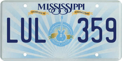 MS license plate LUL359