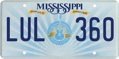 MS license plate LUL360