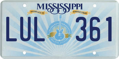 MS license plate LUL361