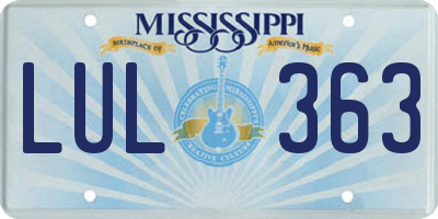 MS license plate LUL363