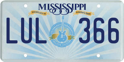 MS license plate LUL366