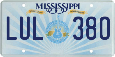 MS license plate LUL380