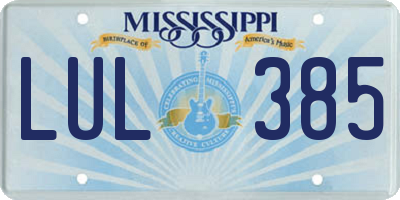 MS license plate LUL385