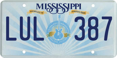 MS license plate LUL387