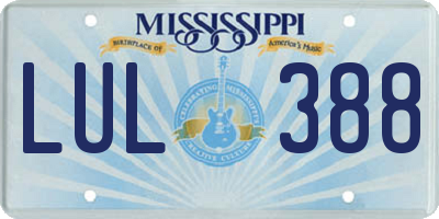 MS license plate LUL388