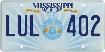 MS license plate LUL402