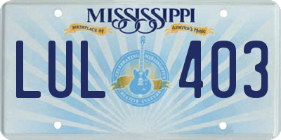 MS license plate LUL403