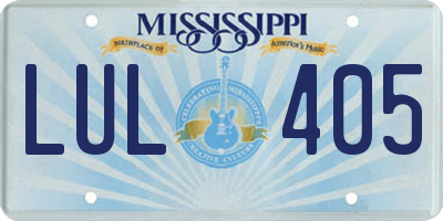 MS license plate LUL405