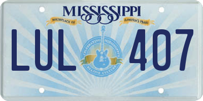 MS license plate LUL407