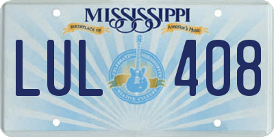 MS license plate LUL408
