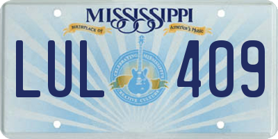 MS license plate LUL409