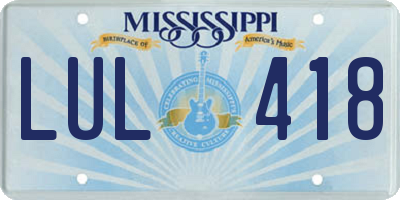MS license plate LUL418