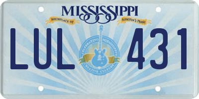 MS license plate LUL431