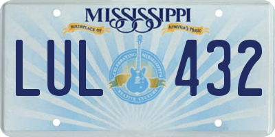 MS license plate LUL432