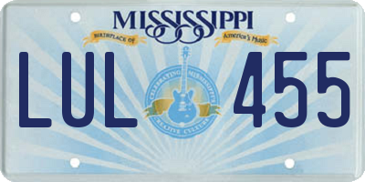 MS license plate LUL455