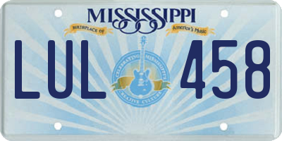MS license plate LUL458