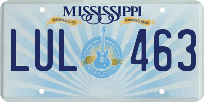 MS license plate LUL463