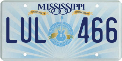 MS license plate LUL466