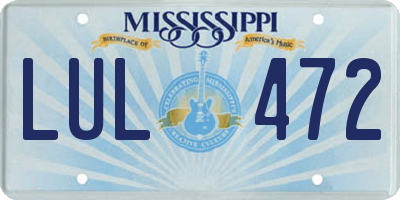 MS license plate LUL472