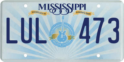 MS license plate LUL473