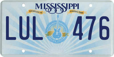 MS license plate LUL476