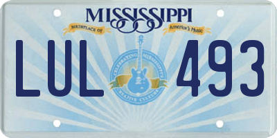 MS license plate LUL493