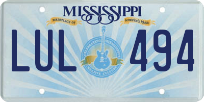 MS license plate LUL494