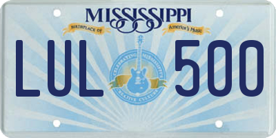 MS license plate LUL500